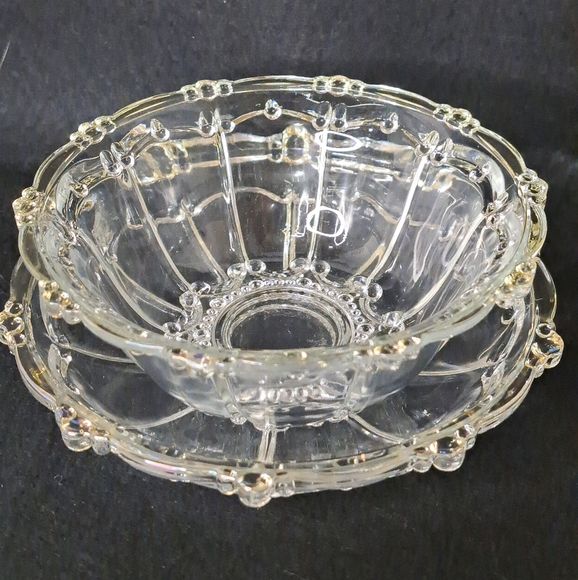 Vintage set of two Kig Indonesia Glass dessert bowl and plate from 1950's - Picture 2 of 8